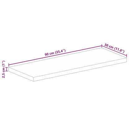 Tafelblad rechthoekig 90x30x2,5 cm massief mangohout