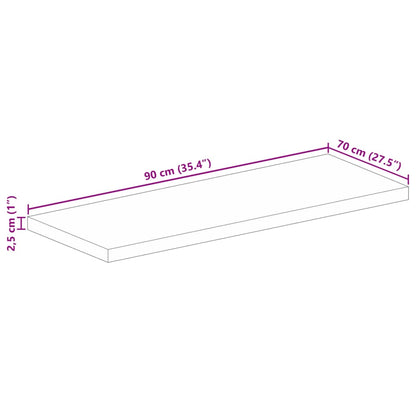 Tafelblad rechthoekig 90x70x2,5 cm massief mangohout