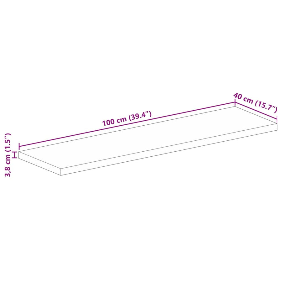 Tafelblad rechthoekig 100x40x3,8 cm massief mangohout