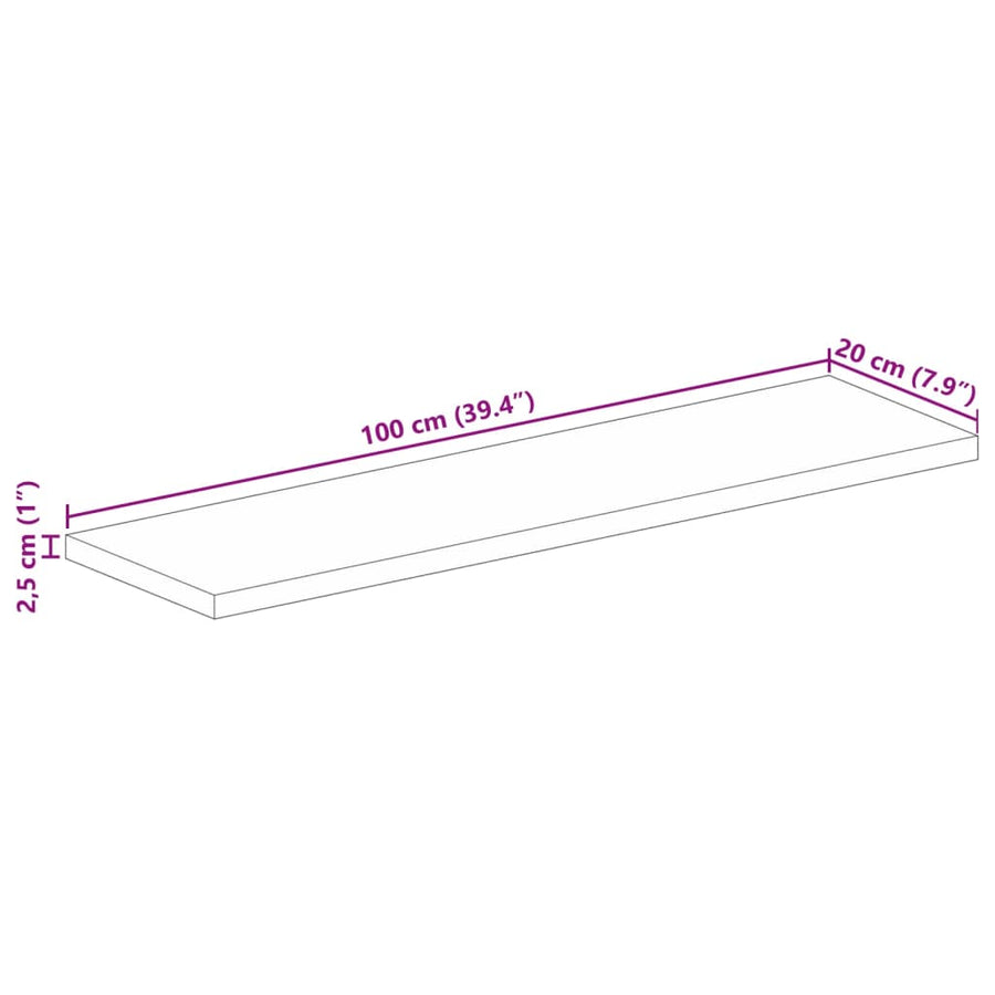 Tafelblad rechthoekig 100x20x2,5 cm massief mangohout