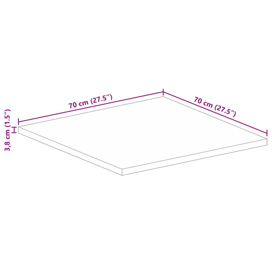Tafelblad Vierkant 70X70X3,8 Cm Massief Mangohout Mangohout (Eikenafwerking) 38 mm 70 x 70 cm