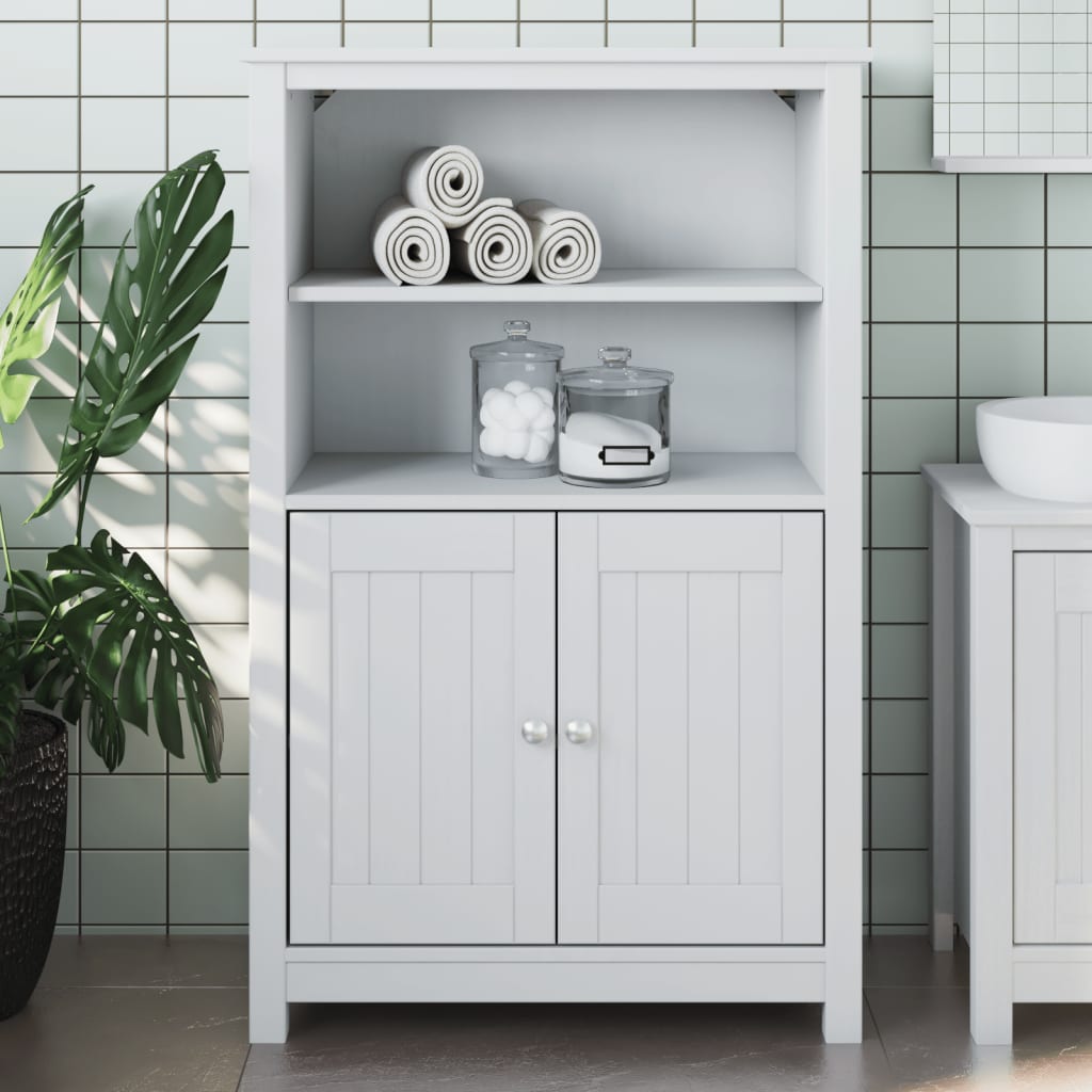 Badkamerkast Berg 69,5X34X110 Cm Massief Grenenhout Wit