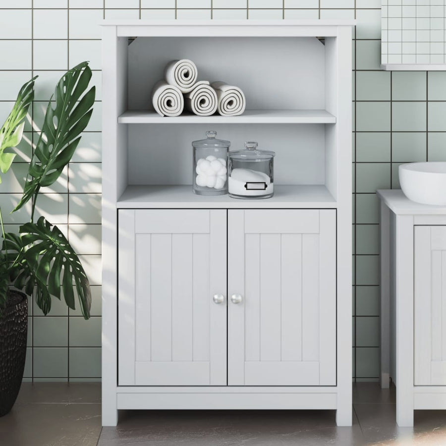 Badkamerkast Berg 69,5X34X110 Cm Massief Grenenhout Wit
