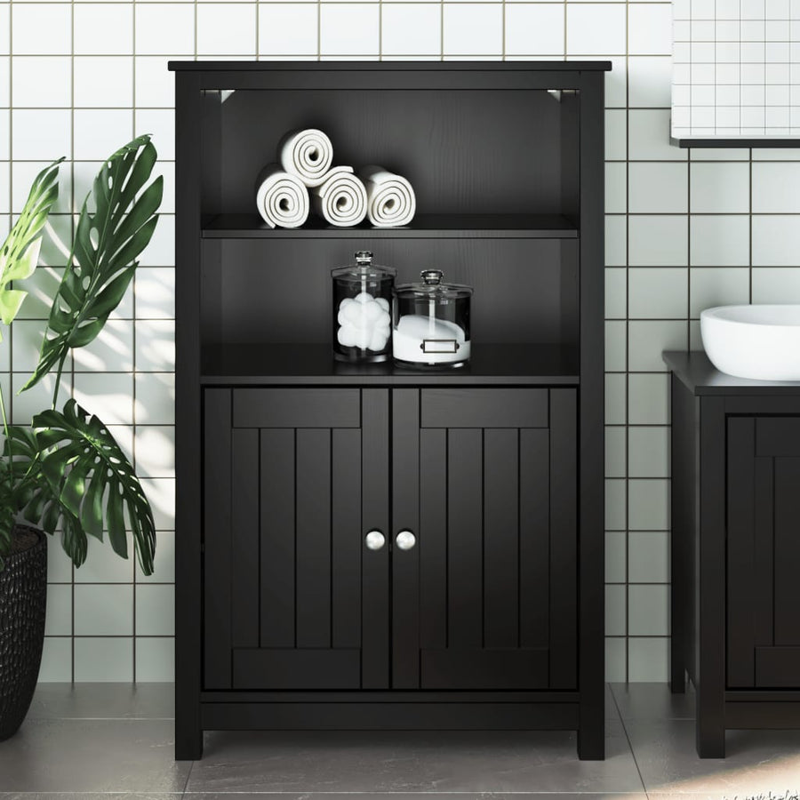 Badkamerkast Berg 69,5X34X110 Cm Massief Grenenhout 69.5 x 34 x 110 cm Zwart