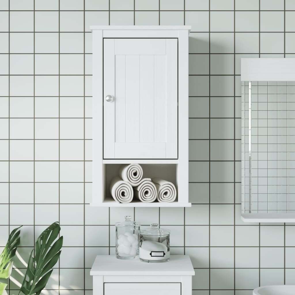 Badkamerkast Berg 40X27X71,5 Cm Massief Grenenhout Wit