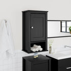 Badkamerkast massief grenenhout zwart 40x27x71,5 cm