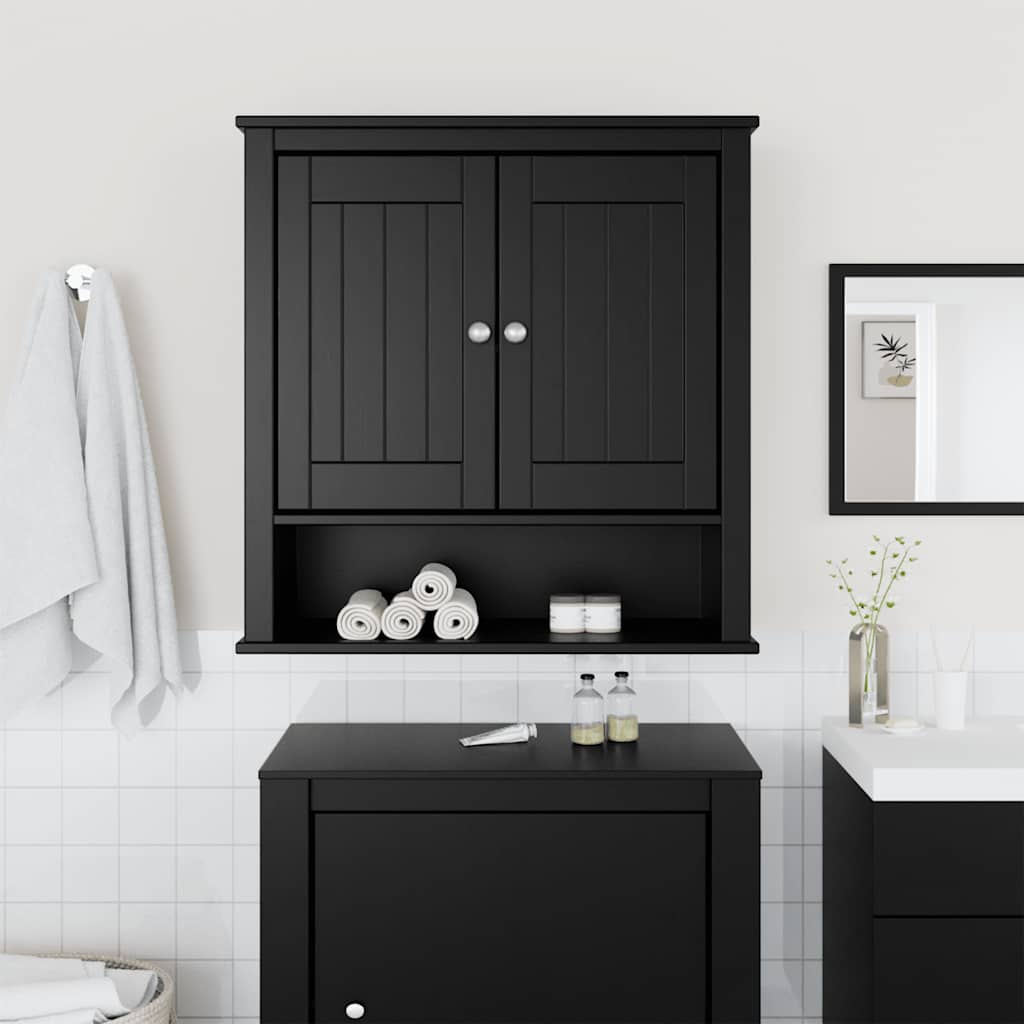 Badkamerkast Berg 69,5X27X71,5 Cm Massief Grenenhout Zwart 69.5 x 27 x 71.5 cm