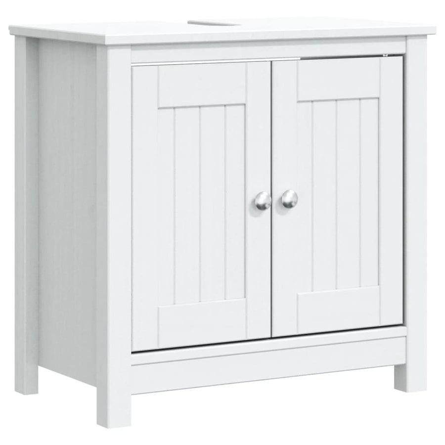 Wastafelkast Berg 60X34X59 Cm Massief Grenenhout Wit
