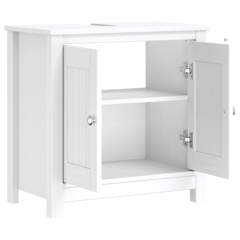 Wastafelkast Berg 60X34X59 Cm Massief Grenenhout Wit