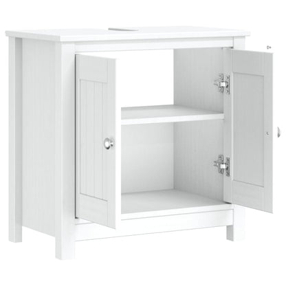 Wastafelkast Berg 60X34X59 Cm Massief Grenenhout Wit