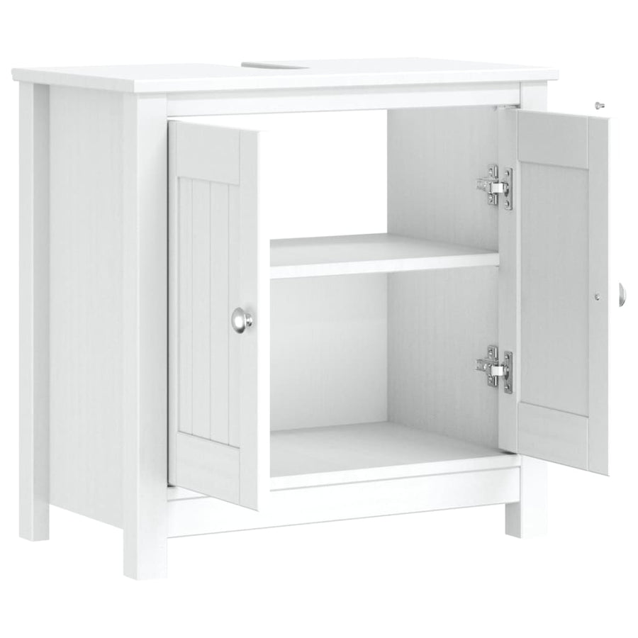 Wastafelkast Berg 60X34X59 Cm Massief Grenenhout Wit