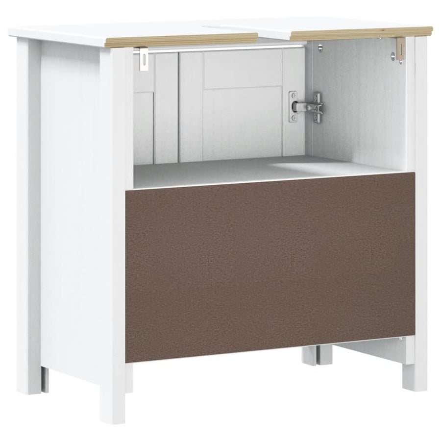 Wastafelkast Berg 60X34X59 Cm Massief Grenenhout Wit