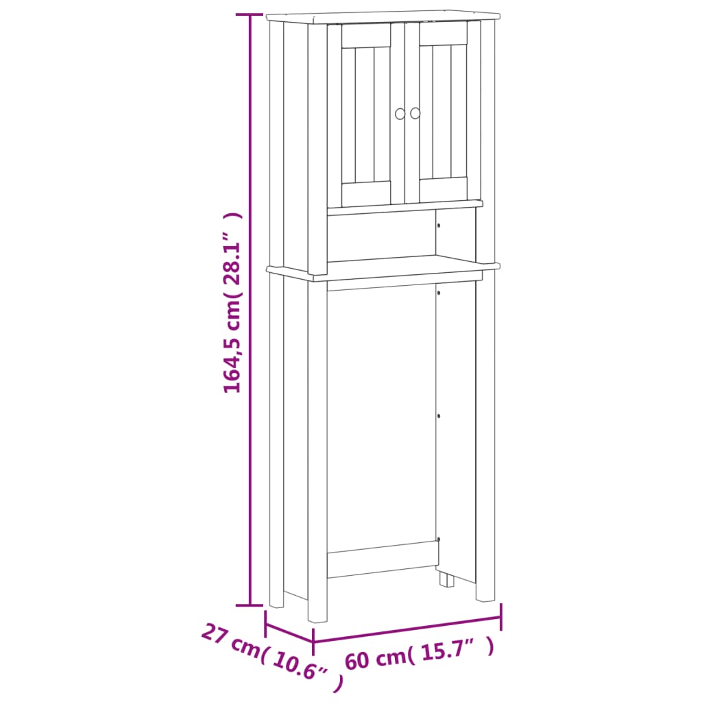 Toiletmeubel Berg 60X27X64,5 Cm Massief Hout 60 x 27 x 164.5 cm Wit