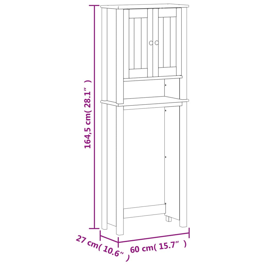 Toiletmeubel Berg 60X27X64,5 Cm Massief Hout 60 x 27 x 164.5 cm Wit