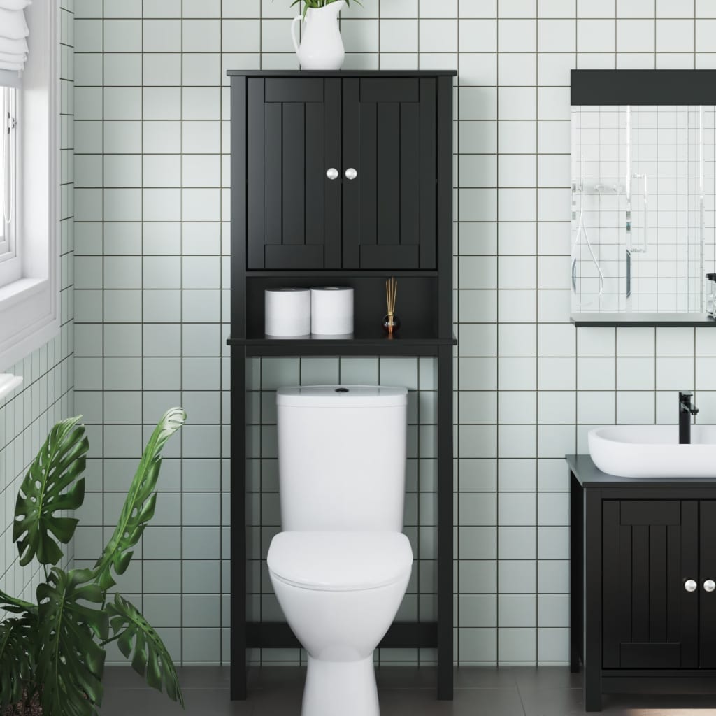 Toiletmeubel Berg 60X27X64,5 Cm Massief Hout 60 x 27 x 164.5 cm Zwart