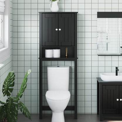 Toiletmeubel Berg 60X27X64,5 Cm Massief Hout 60 x 27 x 164.5 cm Zwart