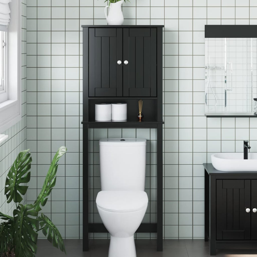 Toiletmeubel Berg 60X27X64,5 Cm Massief Hout 60 x 27 x 164.5 cm Zwart