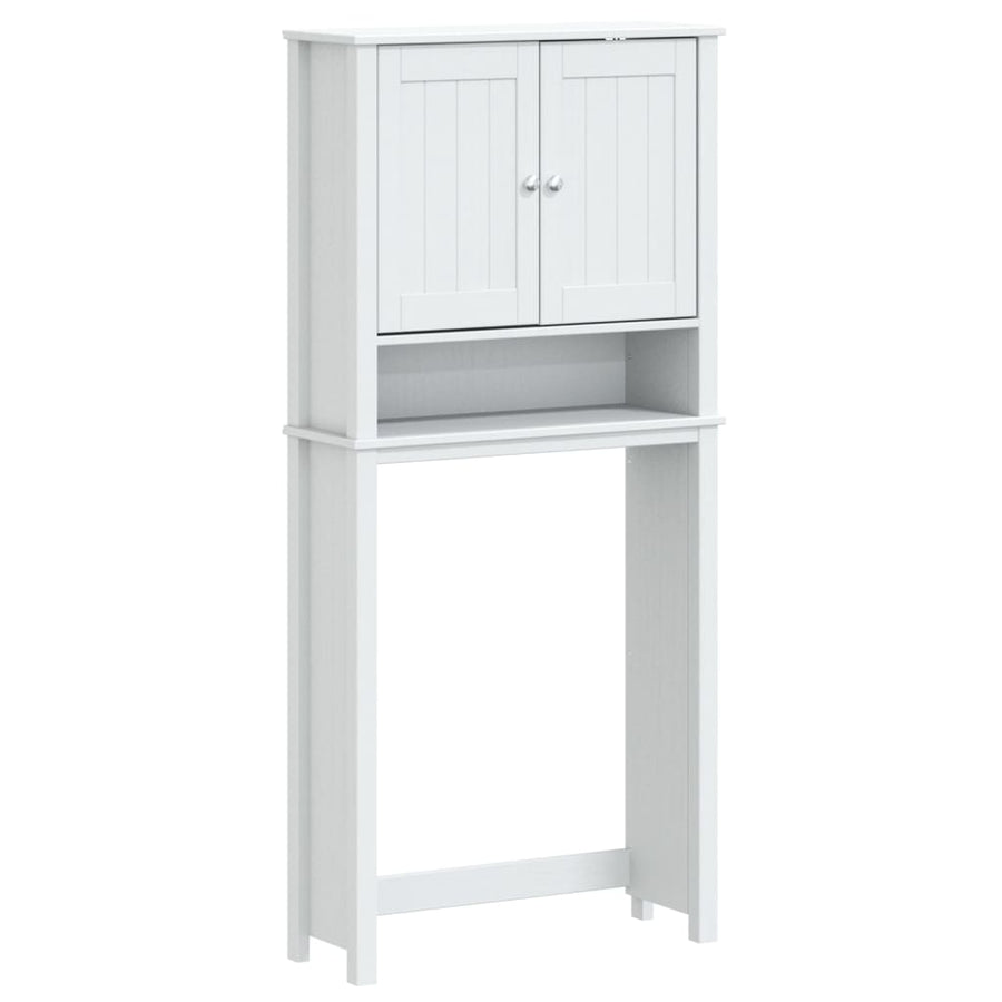 Wasmachinekast Berg 76X27X164,5 Cm Massief Hout Wit 76 x 27 x 164.5 cm