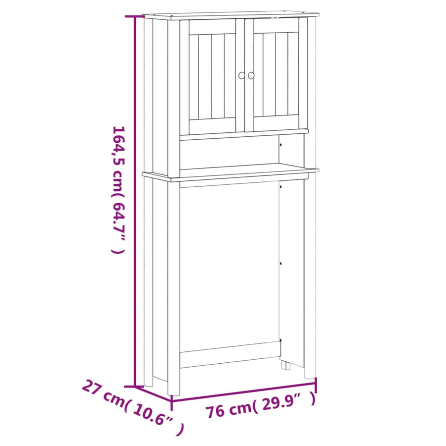 Wasmachinekast Berg 76X27X164,5 Cm Massief Hout Wit 76 x 27 x 164.5 cm