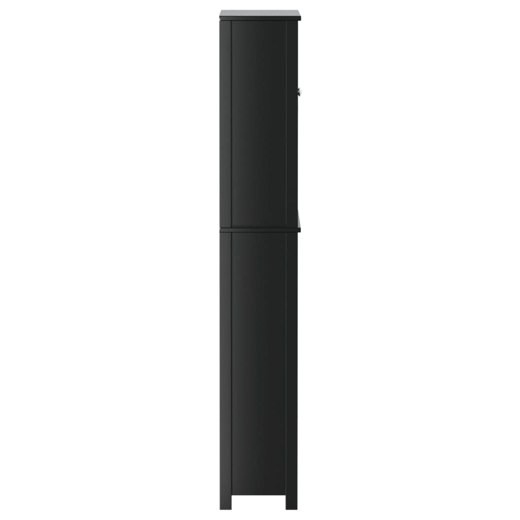 Wasmachinekast BERG 76x27x164,5 cm massief hout zwart