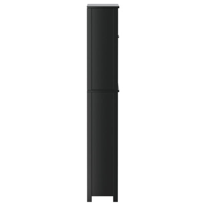 Wasmachinekast BERG 76x27x164,5 cm massief hout zwart