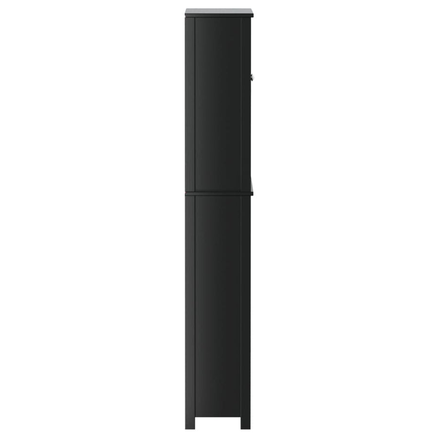 Wasmachinekast BERG 76x27x164,5 cm massief hout zwart