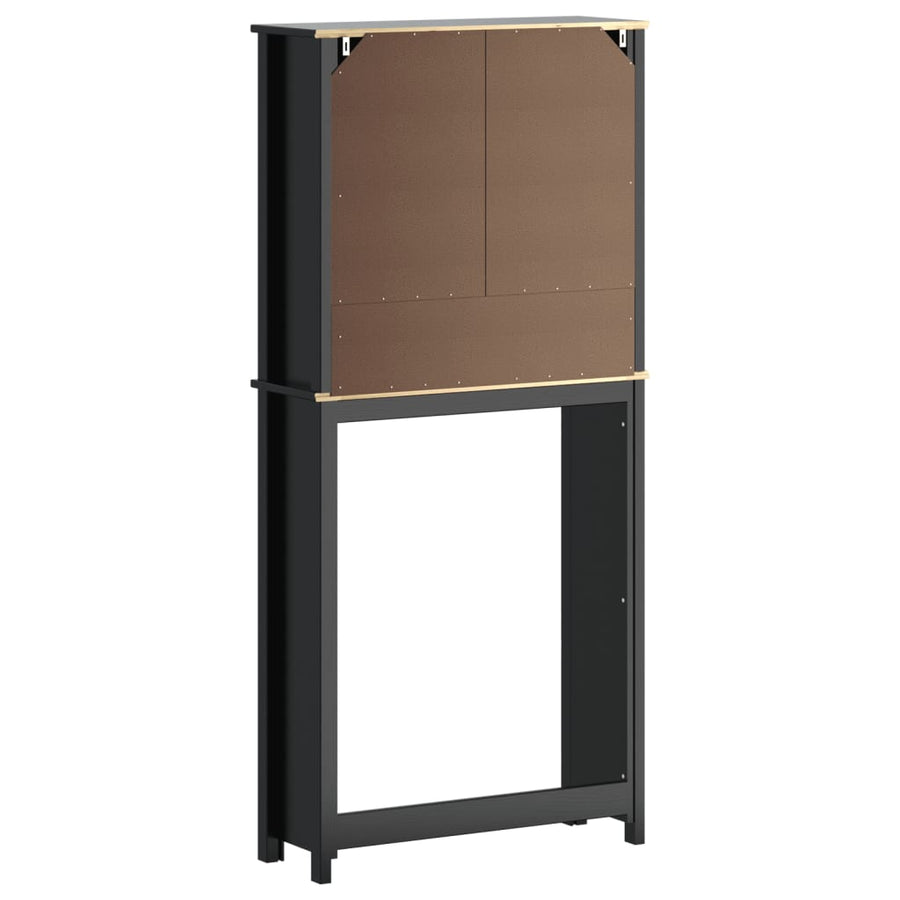 Wasmachinekast BERG 76x27x164,5 cm massief hout zwart