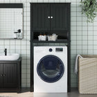 Wasmachinekast massief grenenhout 76x27x164,5 cm zwart