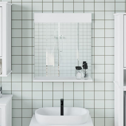 Badkamerspiegel Met Schap Berg 60X12X70 Cm Massief Hout Wit