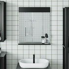 Badkamerspiegel 60x12x70 cm massief grenenhout zwart met schap