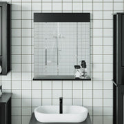 Badkamerspiegel 60x12x70 cm massief grenenhout zwart met schap