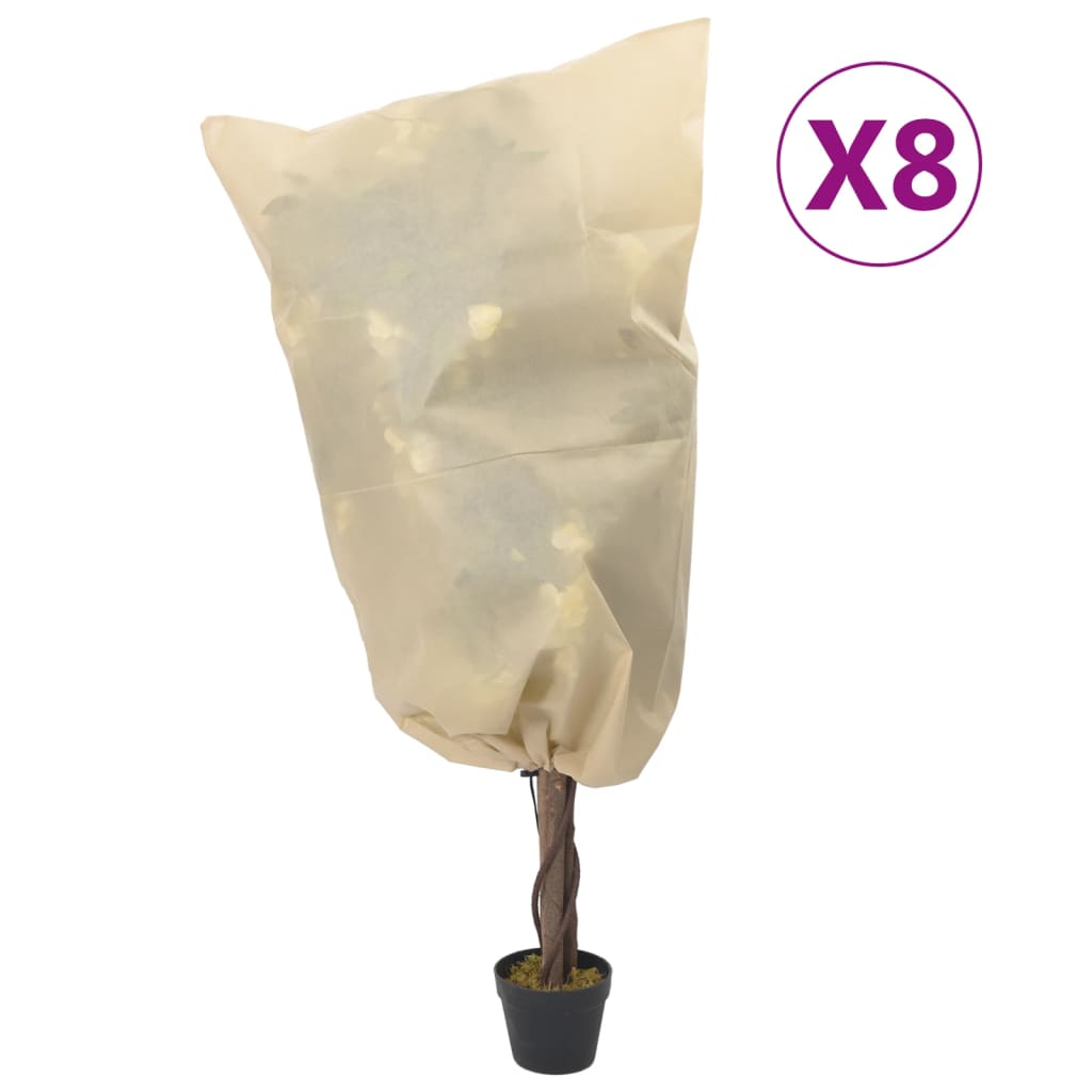 Plantenhoezen Met Trekkoord 8 St 70 G/M² 0,8X0,8 M