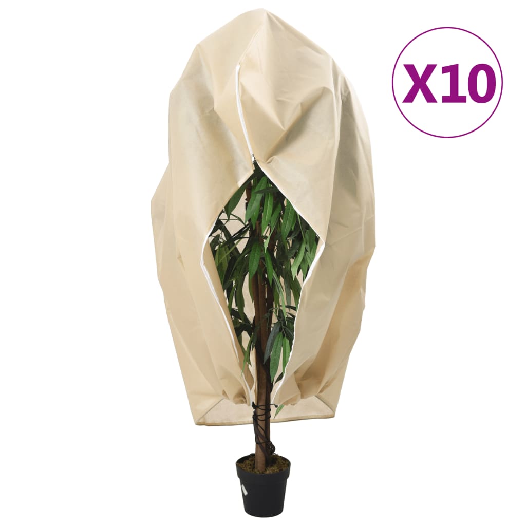 Plantenhoezen Met Ritssluiting 70 G/M² 1X1,55 M 10 1 x 1.55 m Beige