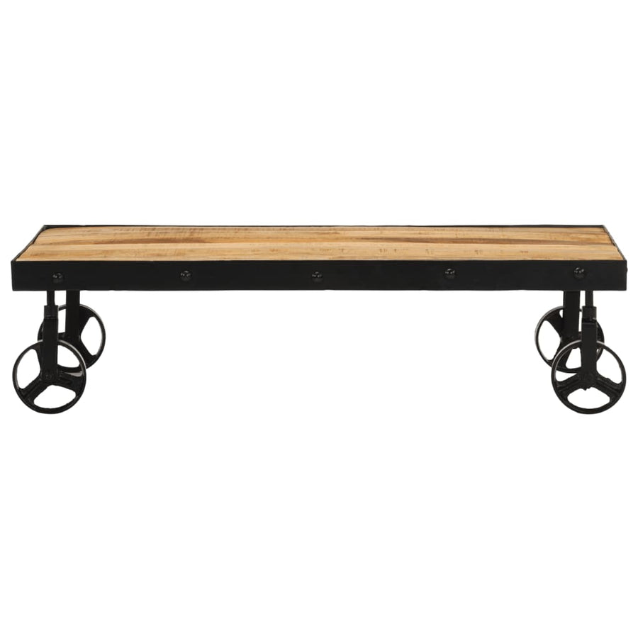Salontafel met wieltjes 100x55x26 cm massief mangohout