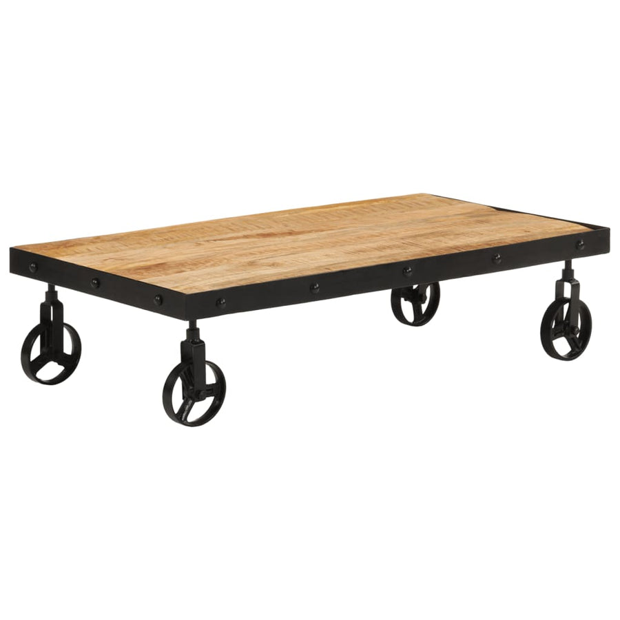 Salontafel met wieltjes 100x55x26 cm massief mangohout