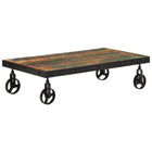 Salontafel 100x55x26 cm massief gerecycled hout met wieltjes