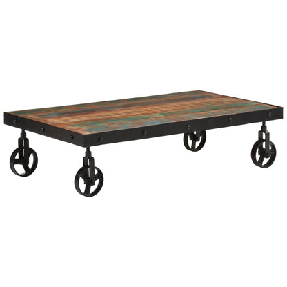 Salontafel met wieltjes 100x55x26 cm massief gerecycled hout