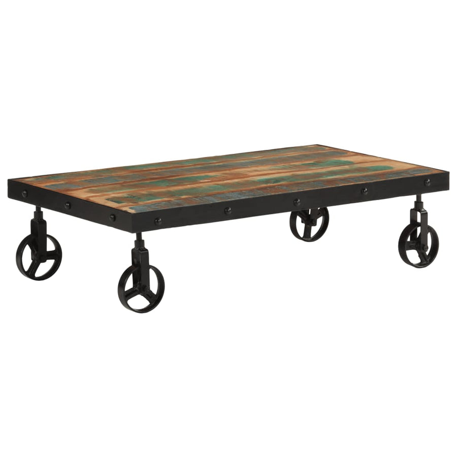 Salontafel met wieltjes 100x55x26 cm massief gerecycled hout