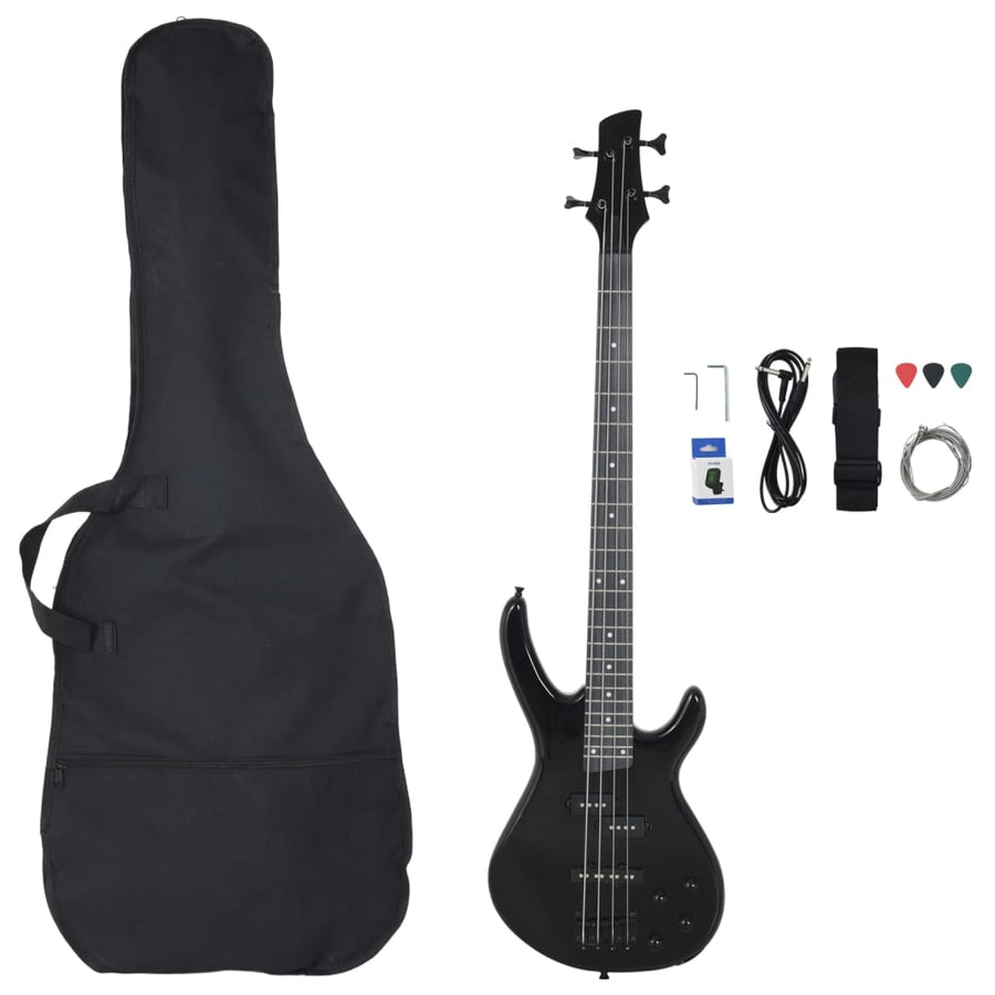 Basgitaar Voor Beginners Elektrisch Met Tas 4/4 46" Zwart