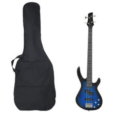 Basgitaar voor beginners elektrisch met tas 4/4 46" blauw zwart