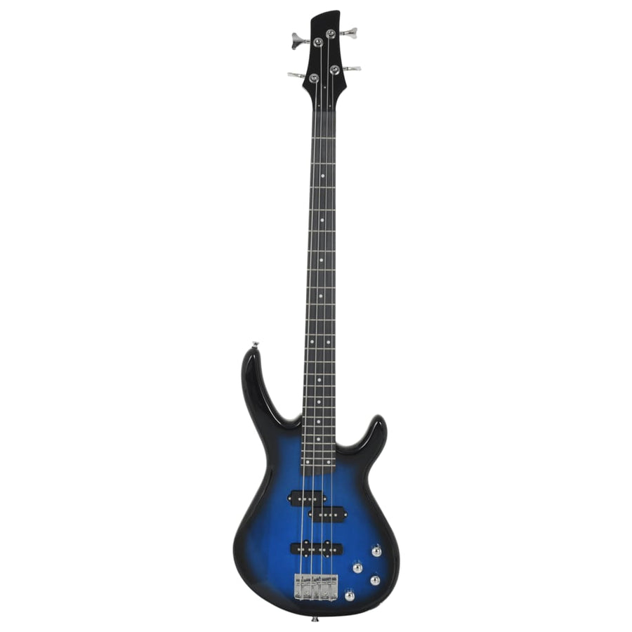 Basgitaar voor beginners elektrisch met tas 4/4 46" blauw zwart