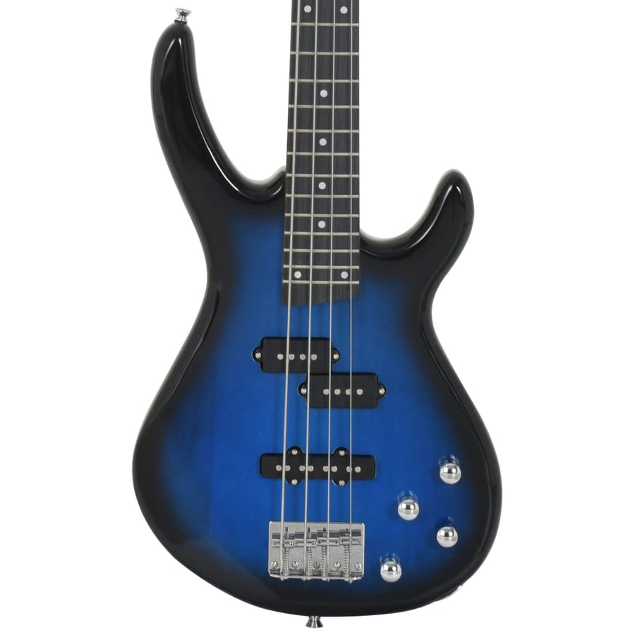 Basgitaar voor beginners elektrisch met tas 4/4 46" blauw zwart