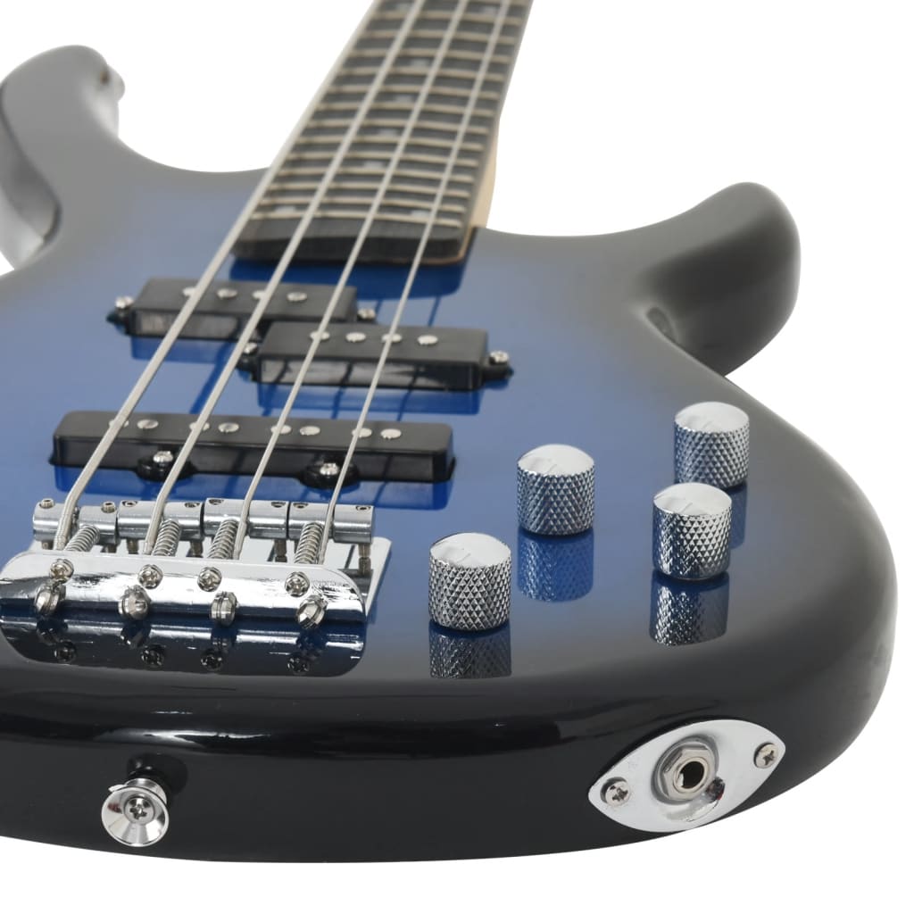 Basgitaar voor beginners elektrisch met tas 4/4 46" blauw zwart