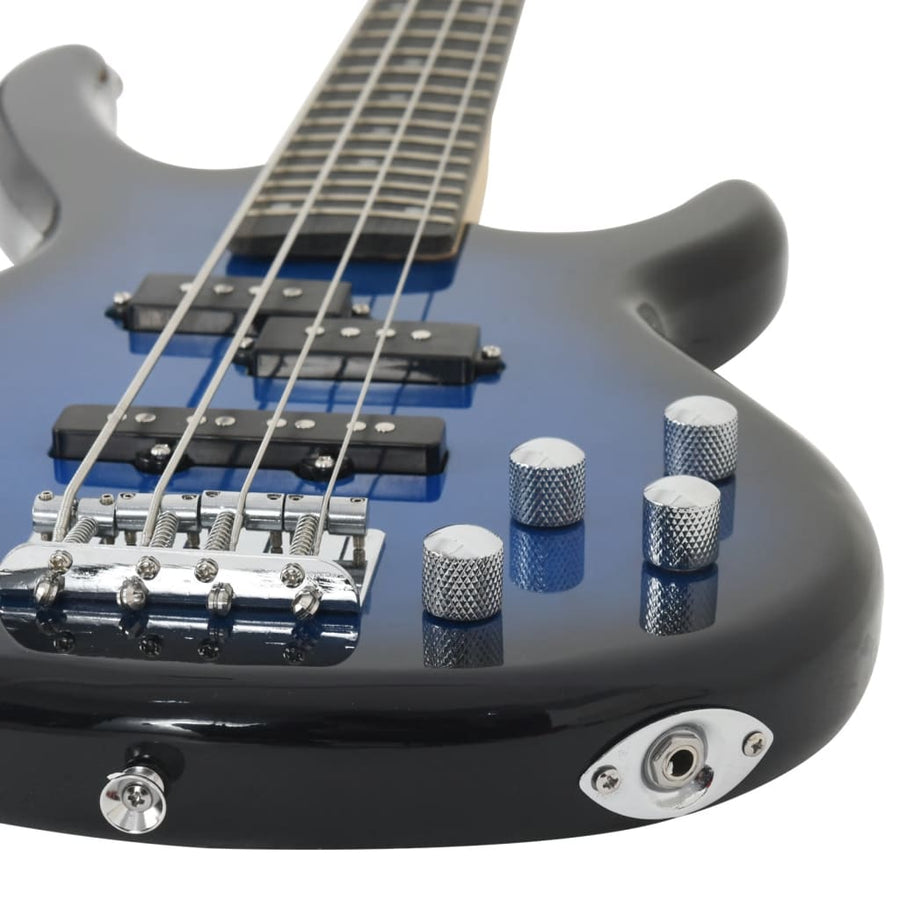 Basgitaar voor beginners elektrisch met tas 4/4 46" blauw zwart