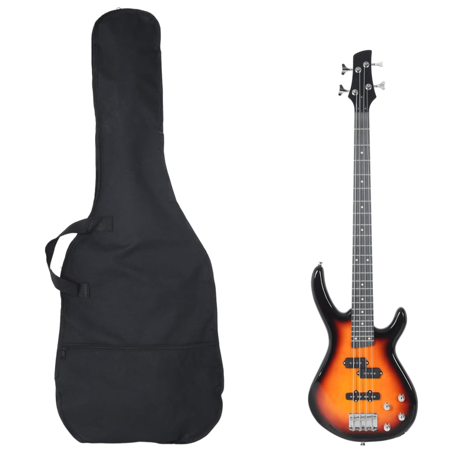 Basgitaar Voor Beginners Elektrisch Met Tas 4/4 46" Bruin en zwart