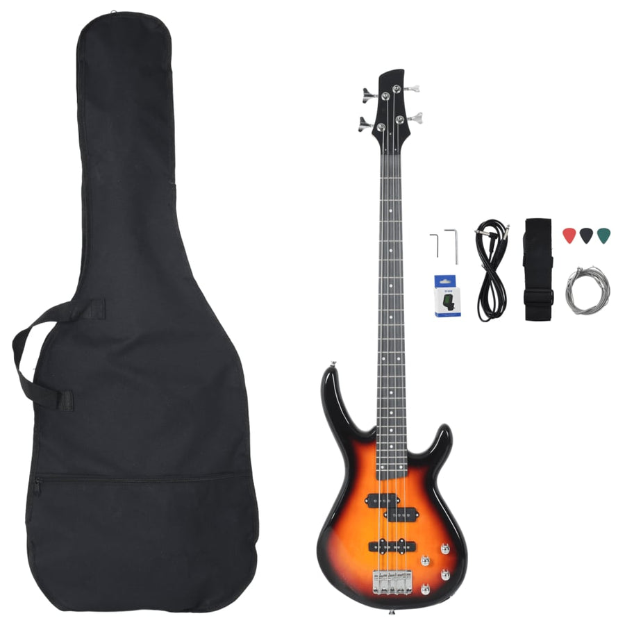 Basgitaar Voor Beginners Elektrisch Met Tas 4/4 46" Bruin en zwart