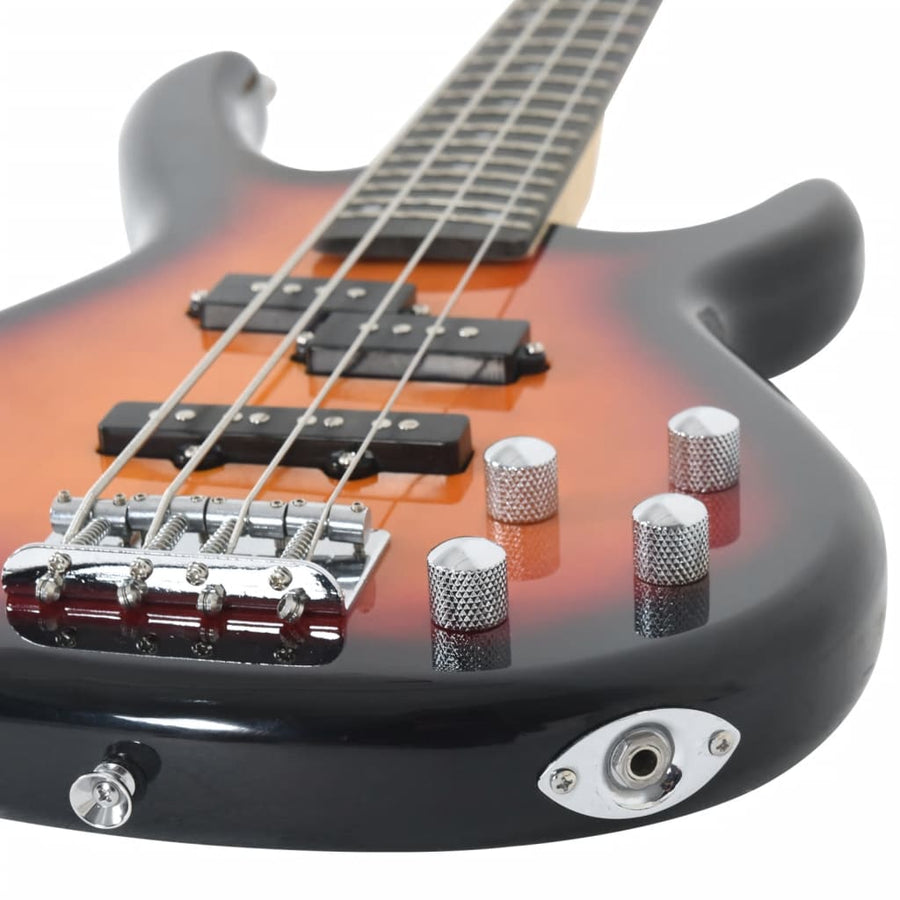 Basgitaar Voor Beginners Elektrisch Met Tas 4/4 46" Bruin en zwart