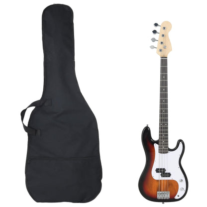 Basgitaar Voor Beginners Elektrisch Met Tas 4/4 46" Bruin en wit