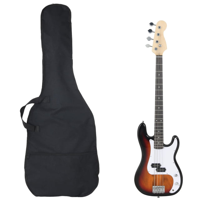 Basgitaar Voor Beginners Elektrisch Met Tas 4/4 46&quot; Bruin en wit