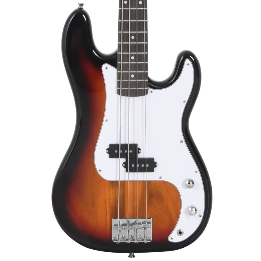 Basgitaar Voor Beginners Elektrisch Met Tas 4/4 46" Bruin en wit